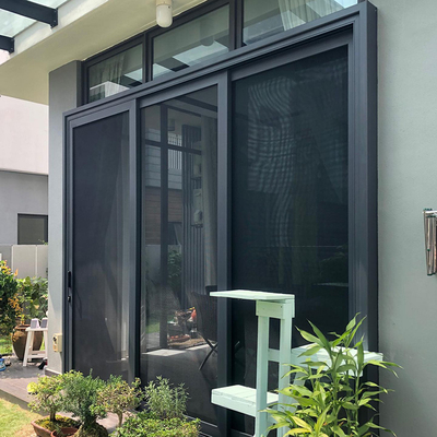 Villa jardín de seguridad puerta corredera de pantalla con aluminio marco pantalla de acero inoxidable