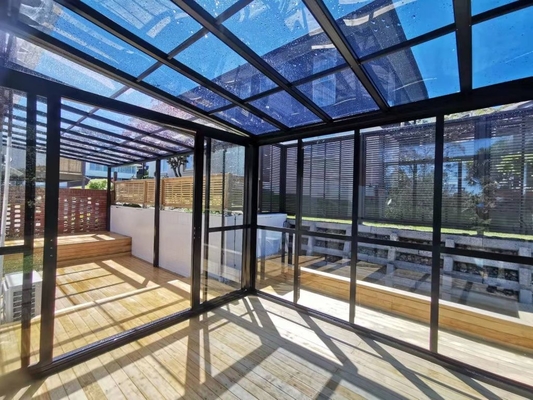 Cuartos de sol de vidrio liso y acabado con revestimiento en polvo para perfiles de aluminio Solario de cuatro temporadas