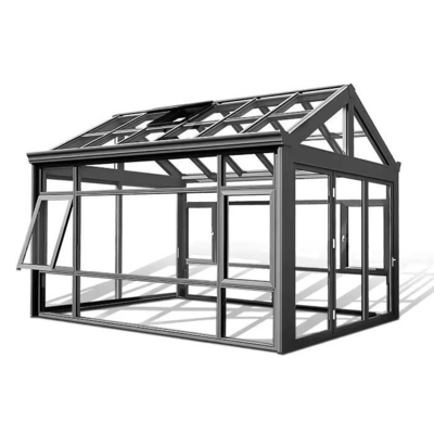 Jardín de invierno de vidrio transparente de aluminio con vidrio de baja E doble templado