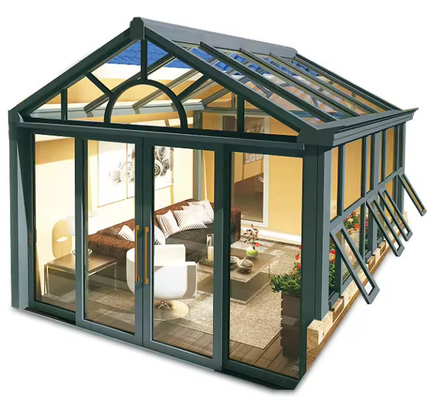 Jardín de invierno de vidrio transparente de aluminio con vidrio de baja E doble templado