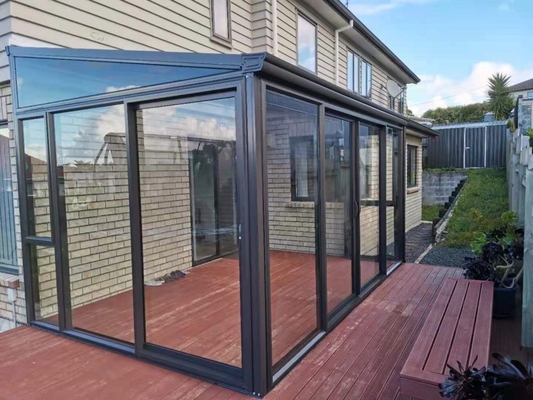 Jardín de invierno de vidrio transparente de aluminio con vidrio de baja E doble templado