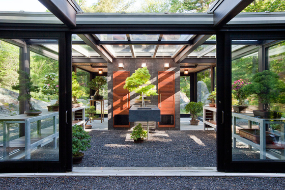 Techo de vidrio templado Jardín de invierno Sala de sol con puerta doble corredera y marco de aluminio