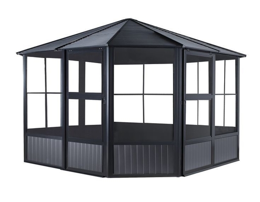 Casa de cristal de aluminio de estructura de aluminio resistente al agua con techo de polígono