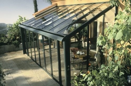 Casa de cristal de aluminio de estructura de aluminio resistente al agua con techo de polígono