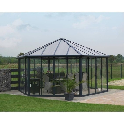 Casa portátil con techo de vidrio templado con cubierta de polvo marco de aluminio acabado liso