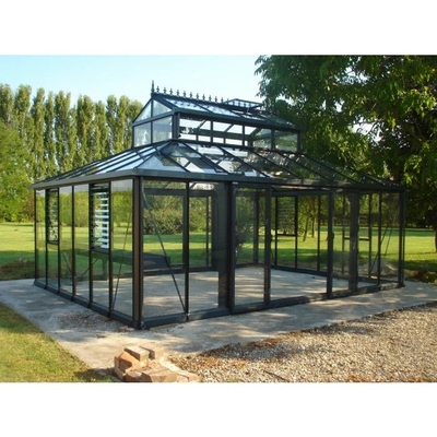 Tamaño personalizado Pequeño Cuarto de vidrio de 4 estaciones Invierno Casa de jardín de aluminio Salón de sol en gris