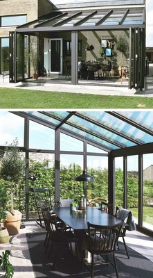 Jardín de invierno personalizado Aluminio de vidrio Salón de sol con puerta doble corredera e impermeable