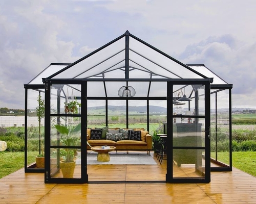 Diseño moderno Superficie lisa Villa de pie libre Casas de vidrio Salones de sol para cuatro estaciones