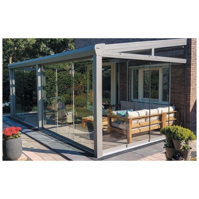 Techo personalizado listo para el envío Veranda Invernadero de vidrio de aluminio para edificios de oficinas