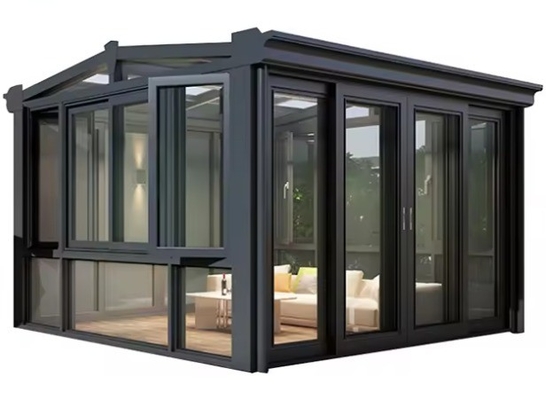 4 Temporada Jardín Casa de vidrio Salones de sol con marco de aluminio retráctil y vidrio acristalado