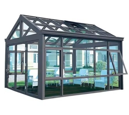 4 Temporada Jardín Casa de vidrio Salones de sol con marco de aluminio retráctil y vidrio acristalado