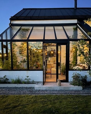 Casas aisladas de vidrio exterior con techo personalizado y hardware chino