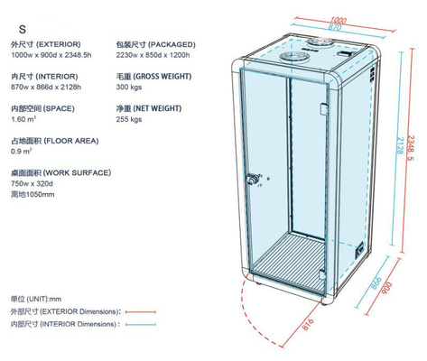 Cabina esmaltada de aluminio insonora de la oficina del silencio de la división