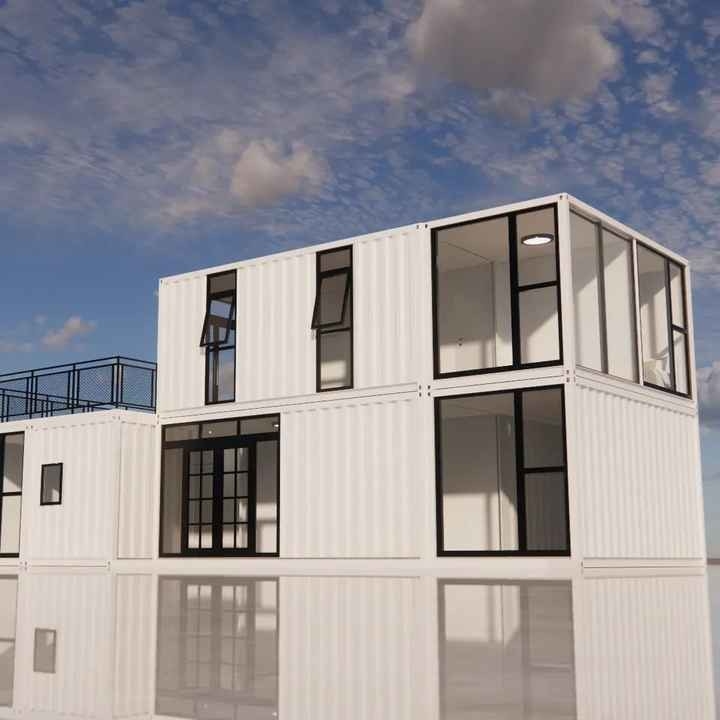 Casa modular de dos pisos para oficinas y casa prefabricada para alquiler
