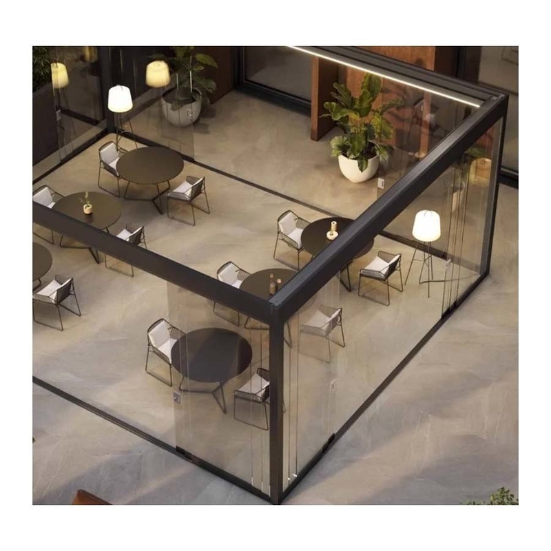 Casas de vidrio de tamaño personalizado para vivir al aire libre Superficie lisa Cuadro de aluminio Sala de sol