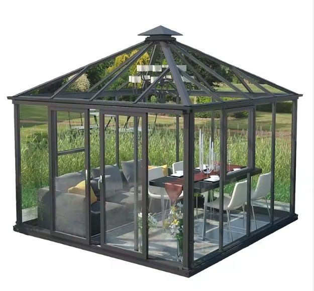 Invernadero exterior solarium octogonal con vidrio aislado y tamaño personalizado